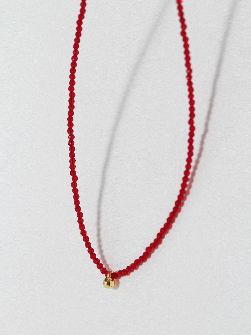 Red Spinels Small Gold Bean Necklaces - floysun