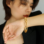 Retro Frosted Gold Square Chain Bracelet - floysun