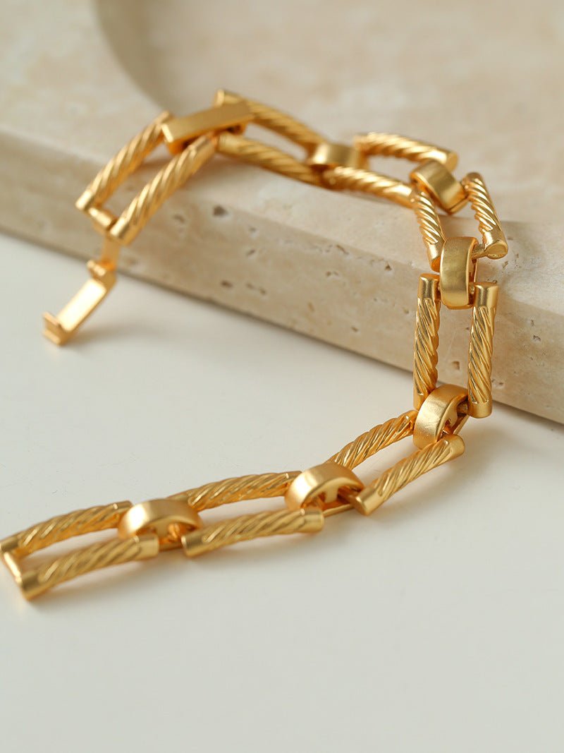 Retro Frosted Gold Square Chain Bracelet - floysun