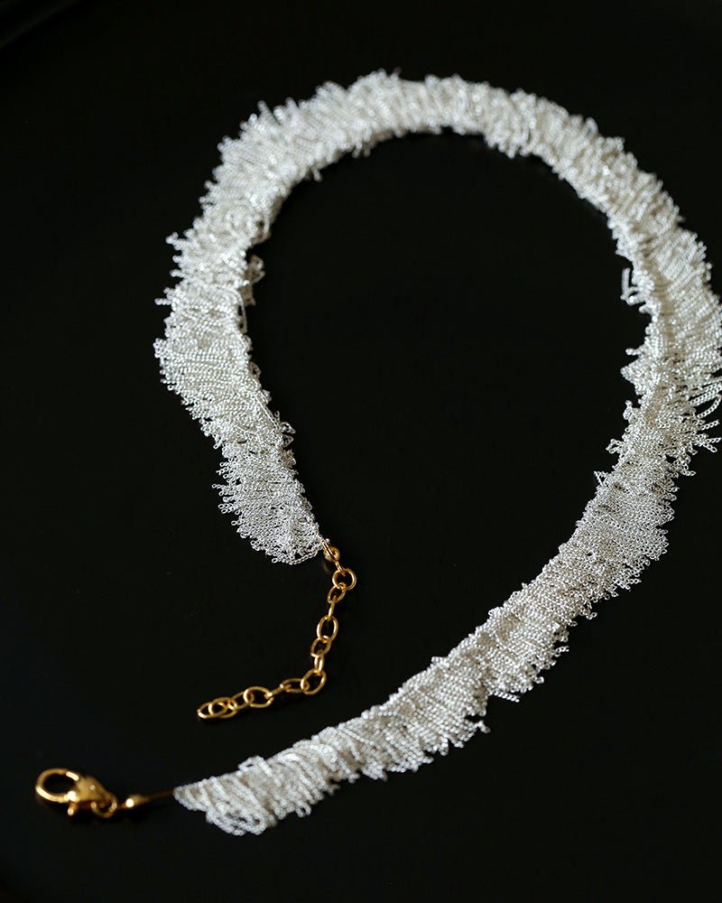 Shining Galaxy Waterfall Tassel Silver Necklace - floysun