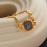 Simple Retro Lucky Goddess Silver Coin Bracelet - floysun