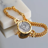 Simple Retro Lucky Goddess Silver Coin Bracelet - floysun