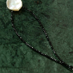 Single Large Petal Baroque Pearl Black Spinel Necklace - floysun