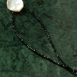 Single Large Petal Baroque Pearl Black Spinel Necklace - floysun