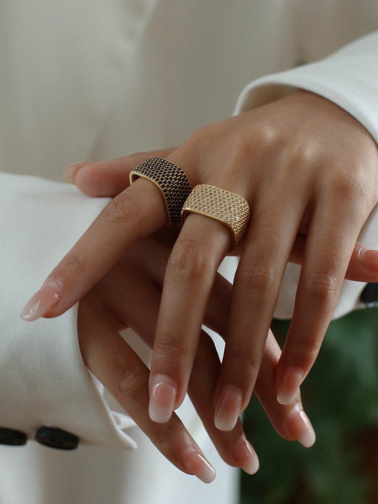 Square Micropaved Zirconia Ring - floysun