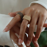Square Micropaved Zirconia Ring - floysun