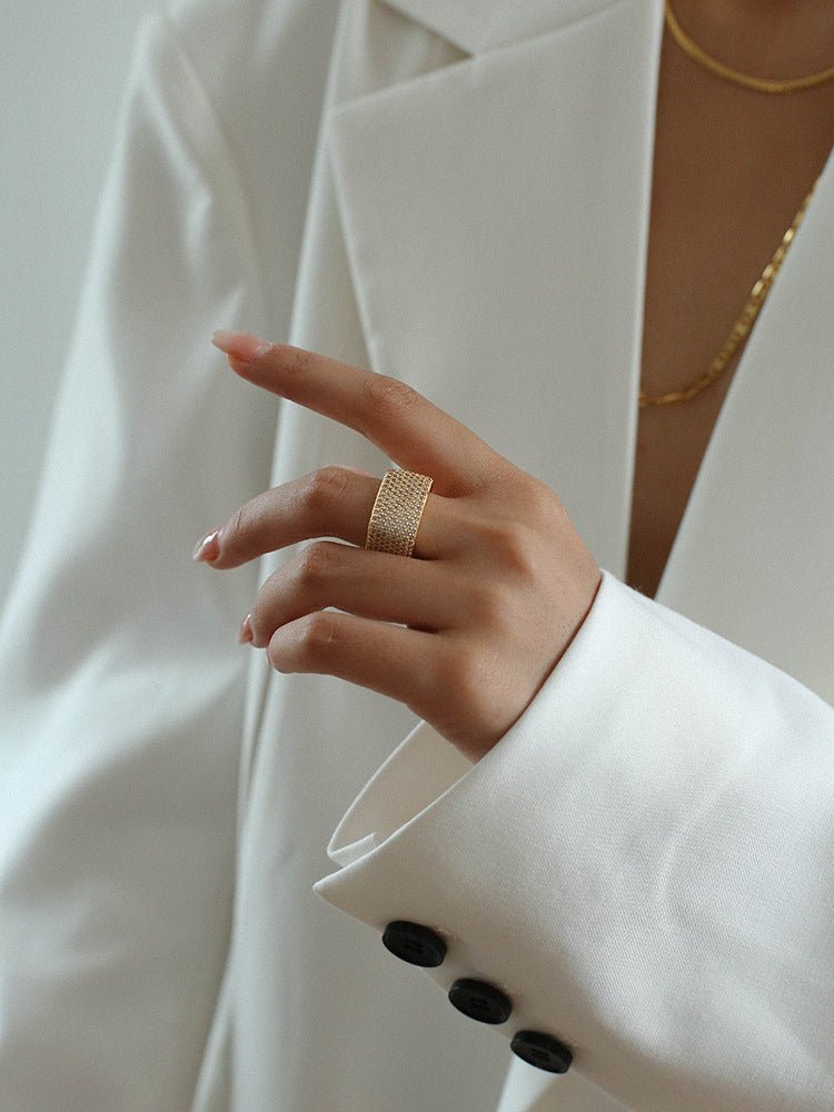Square Micropaved Zirconia Ring - floysun