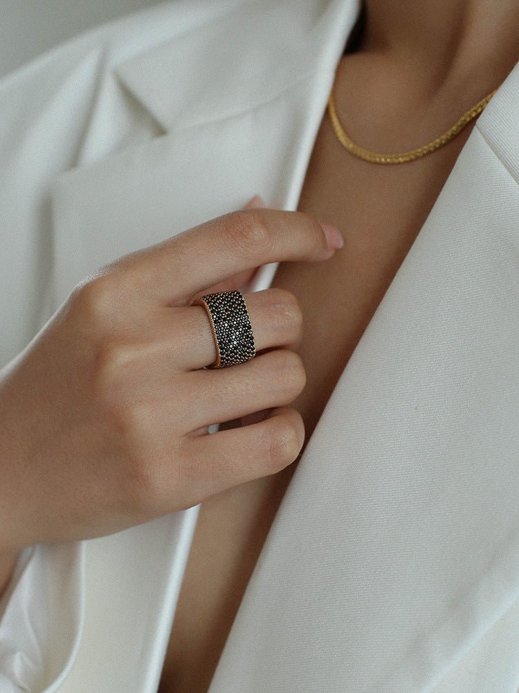 Square Micropaved Zirconia Ring - floysun