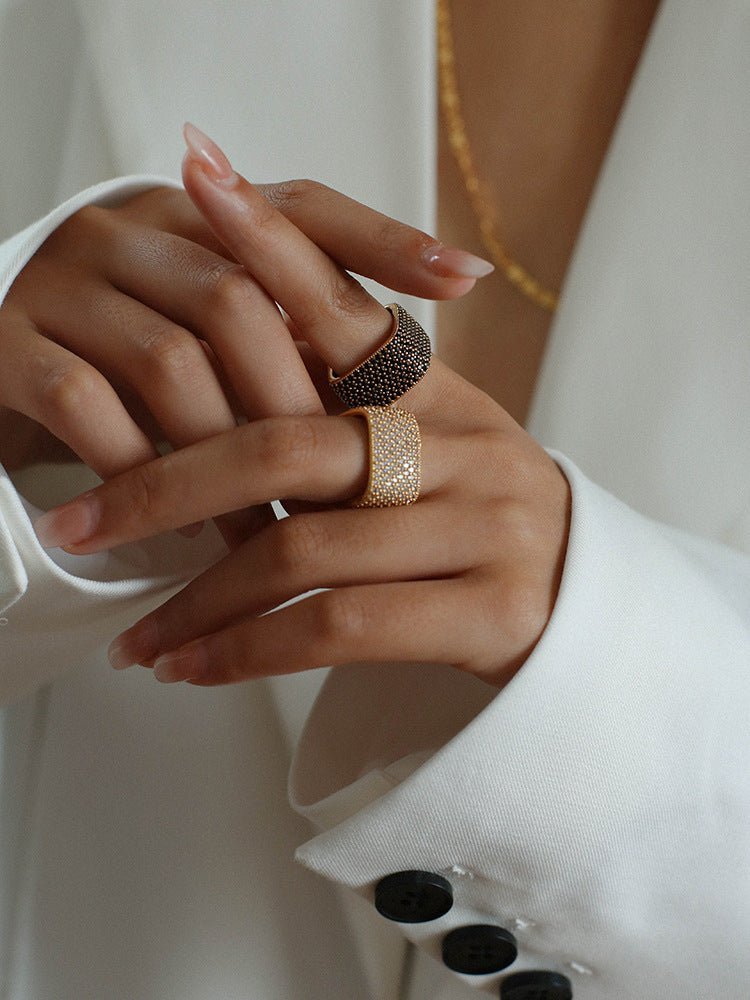 Square Micropaved Zirconia Ring - floysun
