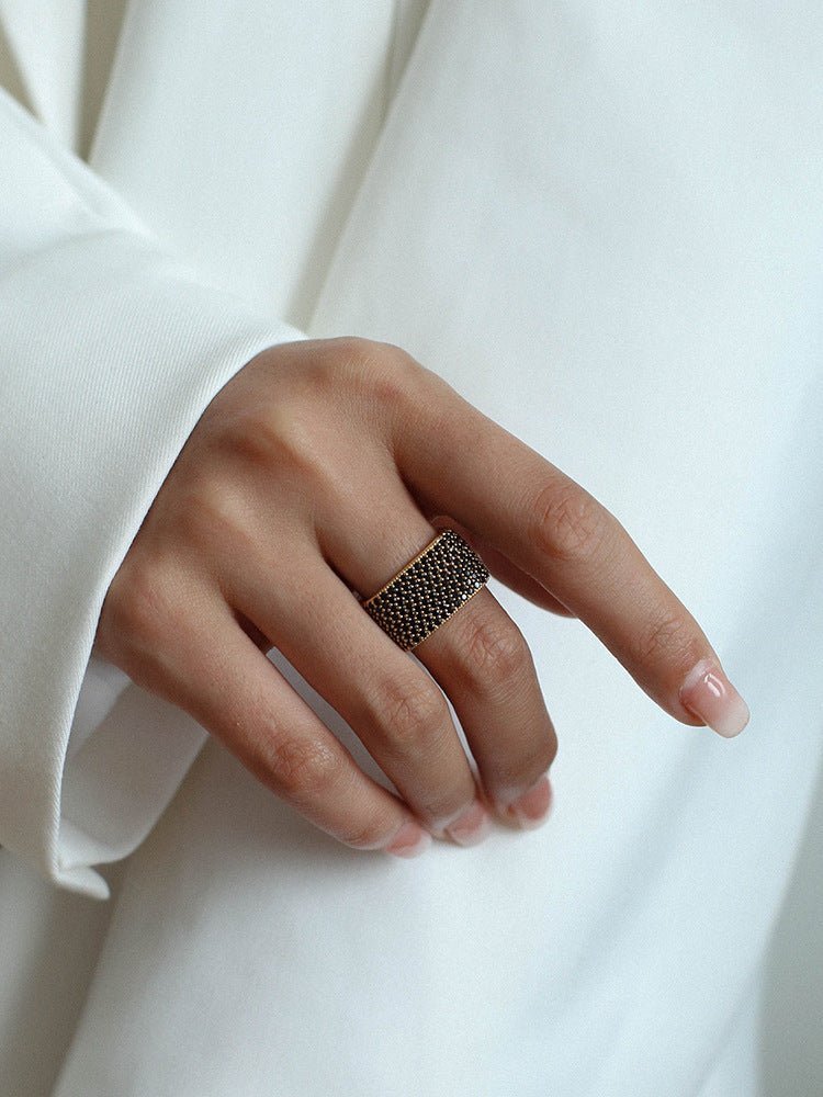 Square Micropaved Zirconia Ring - floysun