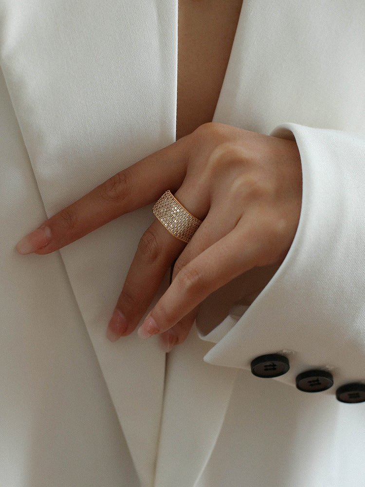 Square Micropaved Zirconia Ring - floysun