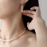 Streamer Toothpick Baroque Pearl Necklace - floysun