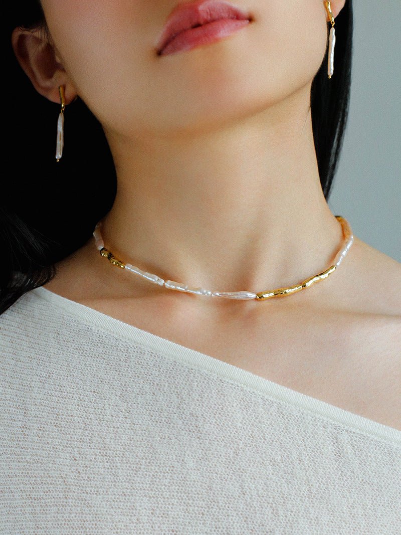 Streamer Toothpick Baroque Pearl Necklace - floysun