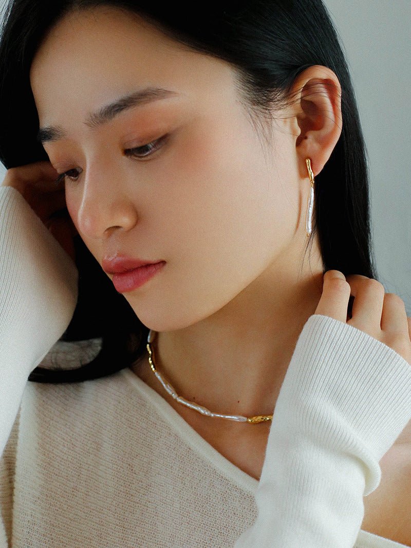 Streamer Toothpick Baroque Pearl Necklace - floysun