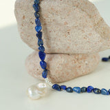 Stunning Lapis Lazuli Baroque Pearl Pendant Necklace - floysun
