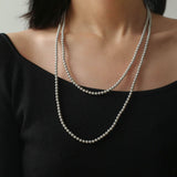 Swarovski Grey 4mm Pearl Long Necklace - floysun