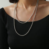 Swarovski Grey 4mm Pearl Long Necklace - floysun