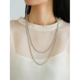 Swarovski Grey 4mm Pearl Long Necklace - floysun