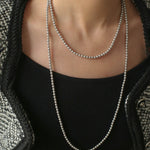 Swarovski Grey 4mm Pearl Long Necklace - floysun