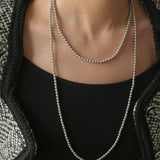 Swarovski Grey 4mm Pearl Long Necklace - floysun