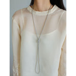 Swarovski Grey 4mm Pearl Long Necklace - floysun