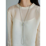 Swarovski Grey 4mm Pearl Long Necklace - floysun