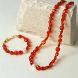 Timeless Elegance: Red Agate and Baroque Pearl Bracelet - floysun