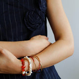 Timeless Elegance: Red Agate and Baroque Pearl Bracelet - floysun
