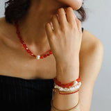 Timeless Elegance: Red Agate and Baroque Pearl Fusion - floysun