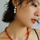Timeless Elegance: Red Agate and Baroque Pearl Fusion - floysun