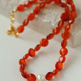 Timeless Elegance: Red Agate and Baroque Pearl Fusion - floysun