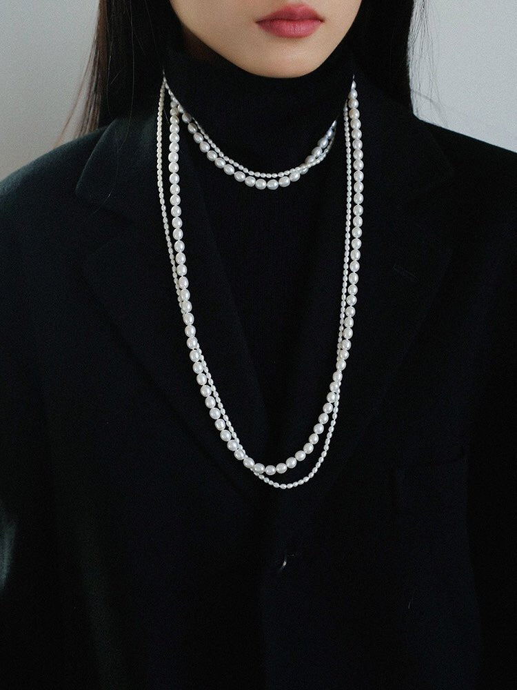 Two-layer Large and Small Pearl Long Necklaces - floysun