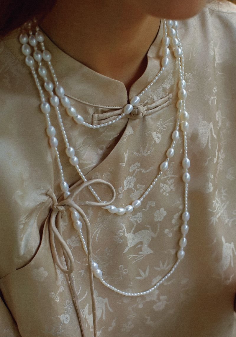 Vintage Layered Long Natural Pearl Necklace - floysun