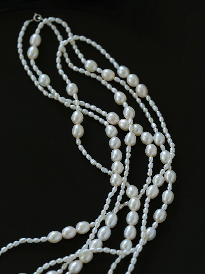Vintage Layered Long Natural Pearl Necklace - floysun
