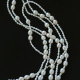 Vintage Layered Long Natural Pearl Necklace - floysun