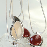 Waterdrop White Agate Red Onyx Long Pendant Necklace - floysun