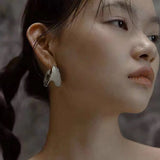 Whipped Cream Texture Enamel Silver Earrings - floysun