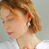 Whipped Cream Texture Enamel Silver Earrings - floysun