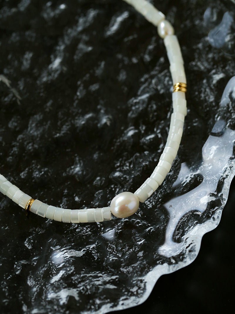 White Mother of Fritillary Pearl Necklace - floysun