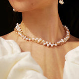 Wrapped Chain Wheat Ear Pearl Necklace - floysun