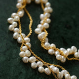 Wrapped Chain Wheat Ear Pearl Necklace - floysun