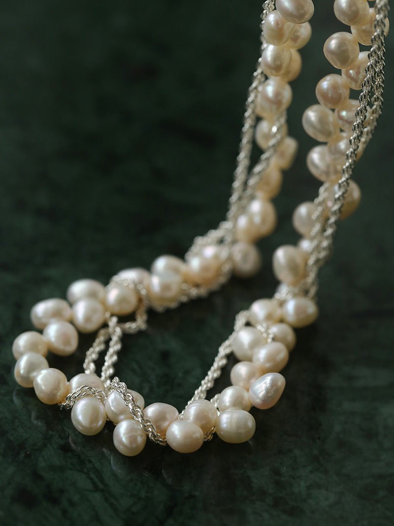 Wrapped Chain Wheat Ear Pearl Necklace - floysun
