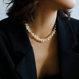 Wrapped Chain Wheat Ear Pearl Necklace - floysun