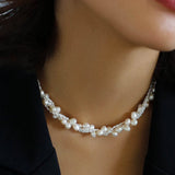 Wrapped Chain Wheat Ear Pearl Necklace - floysun