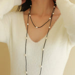 Wrinkled Baroque Black Spinel Long Necklaces - floysun