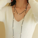 Wrinkled Baroque Black Spinel Long Necklaces - floysun