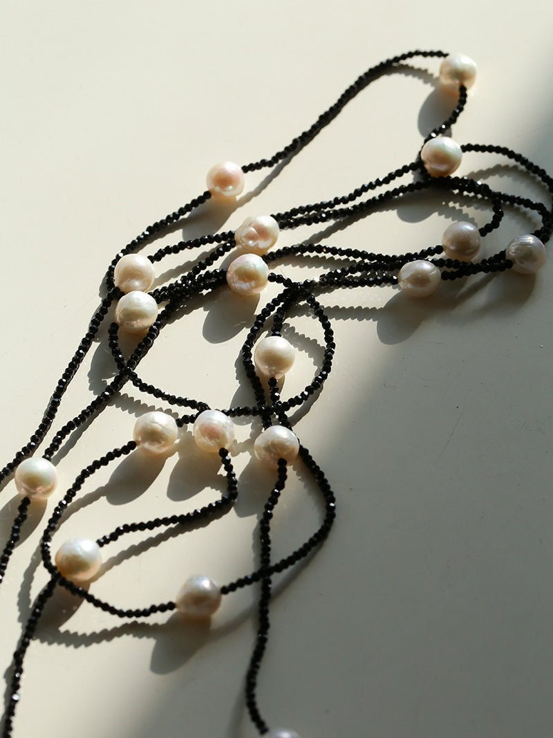 Wrinkled Baroque Black Spinel Long Necklaces - floysun