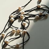 Wrinkled Baroque Black Spinel Long Necklaces - floysun