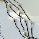 Wrinkled Baroque Black Spinel Long Necklaces - floysun