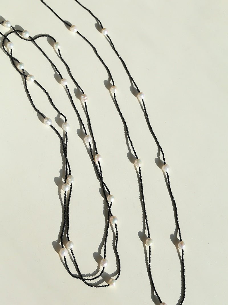 Wrinkled Baroque Black Spinel Long Necklaces - floysun